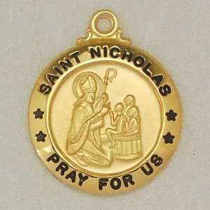  Gold Plated Over Sterling Silver St. Nicholas Medal with 