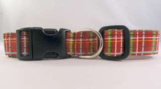 Awesome Red and Green Holiday Plaid Dog Collar  