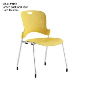 Herman Miller Caper Stacking Chair with No Arms   Sping Green Back 