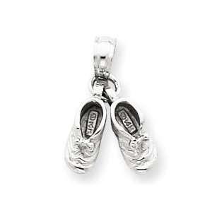  Moveable Baby Booties Pendant in 14k White Gold Jewelry