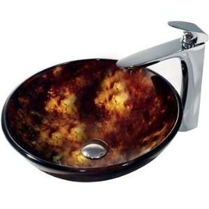  Vigo Tortoise Glass Vessel Sink and Round Edged Faucet 