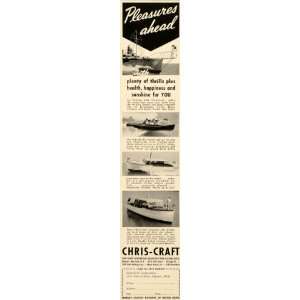  1939 Ad Chris Craft Cruisers Motor Yacht Models Travel 
