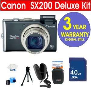 : Canon PowerShot SX200 IS 12.1 MP Digital Camera (Black) + 4 GB High 