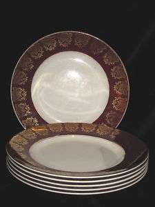 MIDWINTER   MDW34 MAROON   SET OF 6 DINNER PLATE  