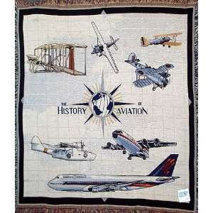 The History Of Aviation Afghan Throw Tapestry 50 x 60  