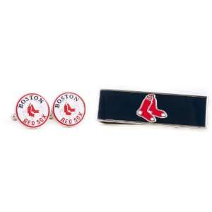  Boston Red Sox Cufflinks and Money Clip Gift Set Jewelry
