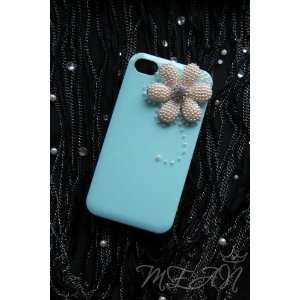  By Mean   Pearl Flower   Green Back Cover for iphone 4/4s Plus Front 