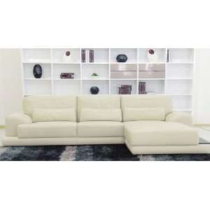  Modern Off White Leather Sectional Sofa   RSF