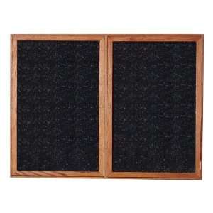Ghent Enclosed Rubber Tackboard w/ Two Doors and Walnut Frame (4 W x 