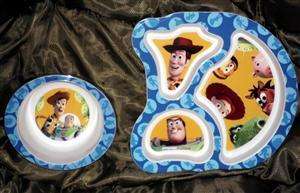 New Kids Toy Story Dish Set Melamine Dinnerware Divided Plate & Bowl 