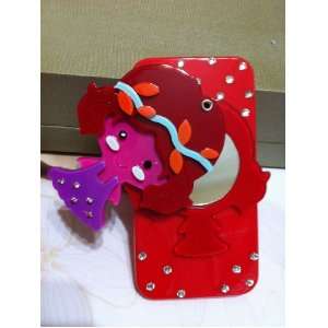  Luxury Designer Case with Cute Red Girl Mirror for Apple Iphone 4 