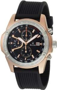   : Bulova Mens 98E109 Diamond Case Black Dial Watch: Bulova: Watches