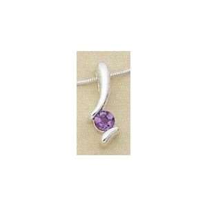 Amethyst Sterling Silver Slide, .75 in long 5mm Round Amethyst Curved 