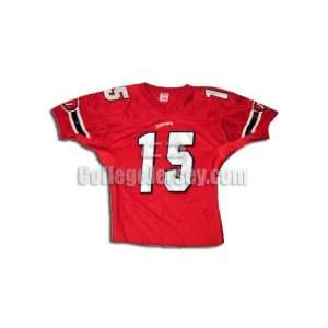  Red No. 15 Game Used Indiana Sports Belle Football Jersey 