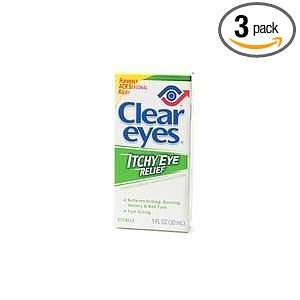  Clear Eyes Itchy Eye Relief, 1 Ounce Packages (Pack of 3 