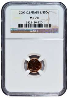 2009 Great Britain Gold 1/4 Sovereign NGC MS70  