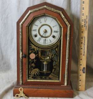 L66 ANTIQUE NEW HAVEN DUCHESS PARLOR MANTEL CLOCK PAT. DATE 1879 