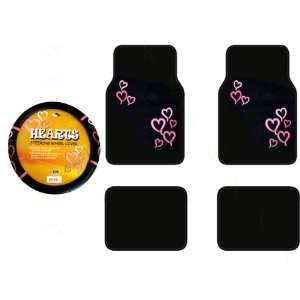  Carpet Floor Mats and Wheel Cover   Red Hearts Automotive