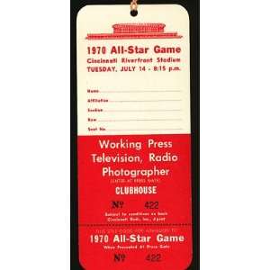1970 All Star Game Offical Media Press Pass   Sports Memorabilia 