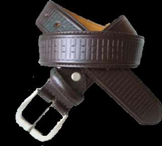 Mens Leather Basket Weave Dress Belt Black Brown New  