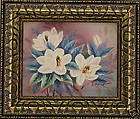 white magnolias bloom flower art framed oil painting 