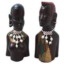  NICE  Massai Warrior & Wife  Kenyan Bust Set 