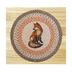  Round Red Fox Printed Rug, Braided Jute