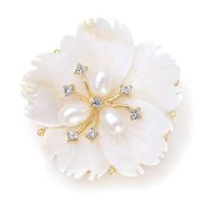   Mariell ~ Freshwater & Mother of Pearl Floral Bridal Brooch Jewelry