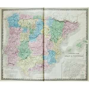  Johnston Map of Spain and Portugal (1850)