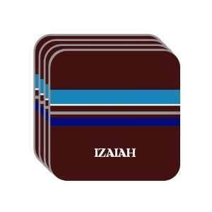 Personal Name Gift   IZAIAH Set of 4 Mini Mousepad Coasters (blue 