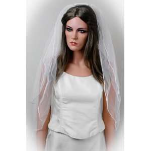  Ivory Two Tier Bridal Veil with Detailed Pearl Edges Arts 