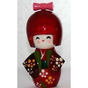 red oriental japanese kokeshi dolls wooden 3.5 Toys 