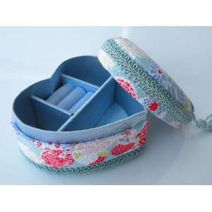  Heart Shaped Jewelry Box Japanese Floral Design,Gorgeous Fabric 