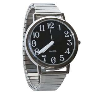  Unisex Low Vision Watch Silver Tone Black Face Health 