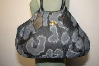 VIVIENNE WESTWOOD ABSTRACT JACQUARD & PEBBLED LEATHER DERBY SATCHEL 