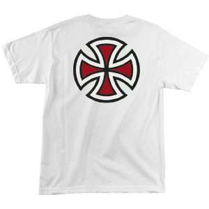  Independent T Shirt: Bar/Cross [X Large] White: Sports 