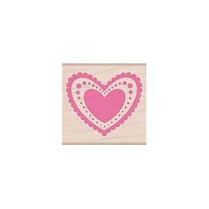  Scallop Heart Wood Mounted Rubber Stamp (C4564) Arts 