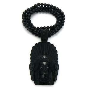  Black Homica Indian Leader Pendant with a 36 Inch Beaded 