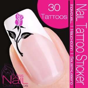  Nail Tattoo Sticker Rose / Flower   lilac: Beauty