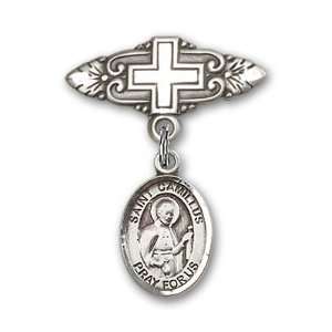   Baby Badge with St. Camillus of Lellis Charm and Badge Pin with Cross