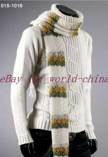Men Slim Turtle neck Knit Sweater ivory white US XS S M  