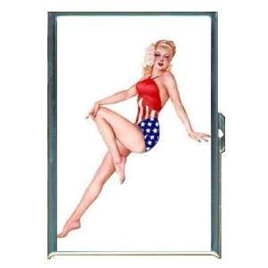  Patriotic Pin Up Leggy Blonde ID Holder, Cigarette Case or 