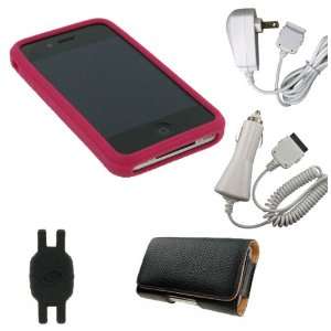  + Leather Holster Case + Home Charger + Car Charger for Apple iPhone 