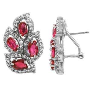  Keelas Ruby CZ Leaf Stud Earrings Emitations Jewelry