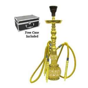  28 3 Hose Classic Egyptian Hookah w/ briefcase   Gold 