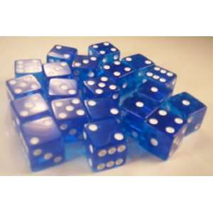  Big Transparent Blue 6 Sided Square Dice Toys & Games