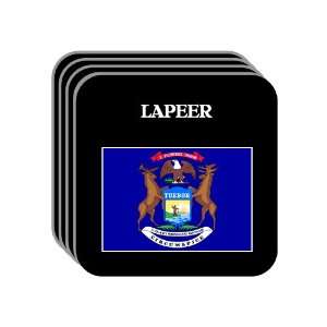 US State Flag   LAPEER, Michigan (MI) Set of 4 Mini Mousepad Coasters