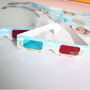   Red cyan/blue Cartoon Paper Card 3d Anaglyph Glasses 