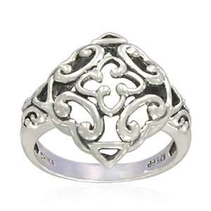    Sterling Silver Celtic Filigree Square Ring, Size 5: Jewelry