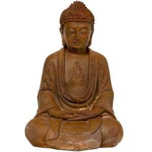  9 Japanese Sitting Zenjo Buddha Statue in Faux Rust 